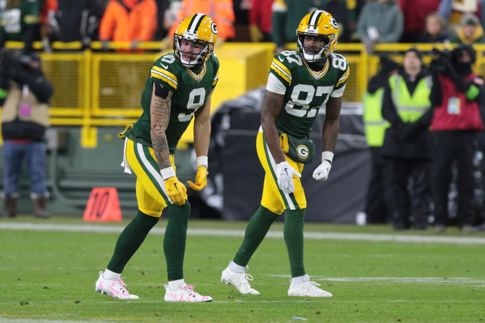 Packers WR Romeo Doubs and Christian Watson